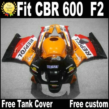 

Custom paint fairing kit for HONDA 91 92 93 94 CBR 600 F2 orange black REPSOL fairings set CBR600 1991 1992 1993 1994 PR21