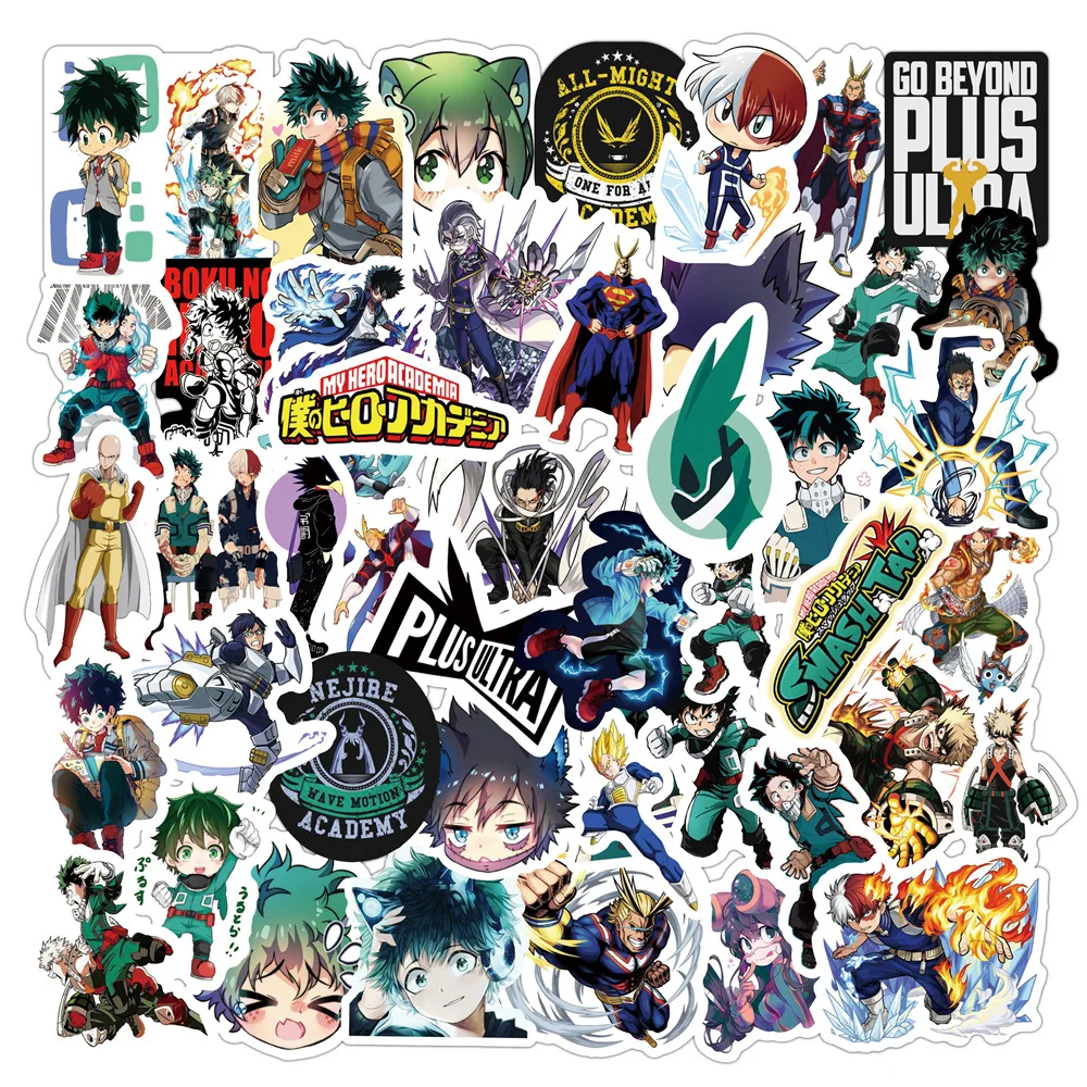 10 30 50pcs my hero academia anime stickers manga cute kawaii for laptop notebook phone moto bike kids toys boku no hero sticker assorted stickers aliexpress