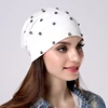 Geebro Women Fashion Cotton Skullies Beanies Girls With Rhinestones Accessories Hats Female Lady Knitted Solid Color Soft Caps 4