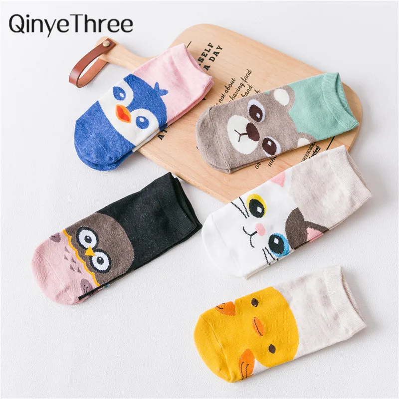 

Korea summer women socks cute animal cartoon duck bear cat penguin ankle socks soft cotton funny sock slippers