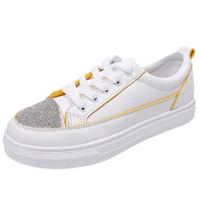 Блестящая обувь со стразами на толстой подошве теплая нескользящая обувь на меху на плоской подошве на шнуровке новая качественная популярная женская обувь JU30 2