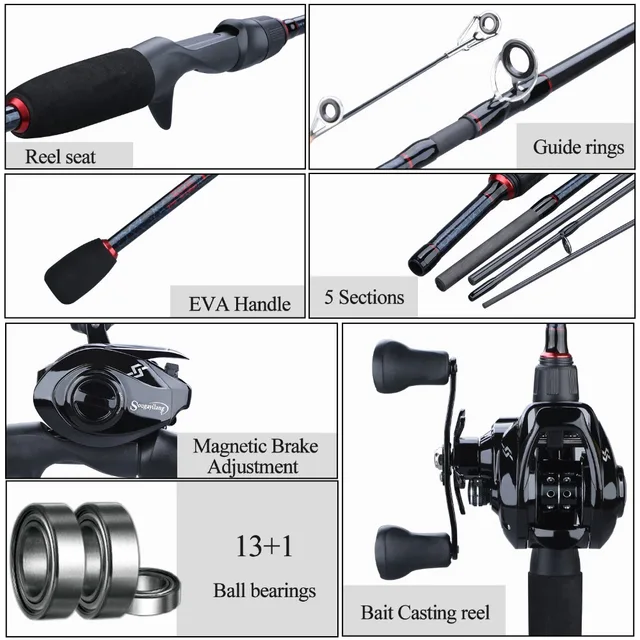Baitcasting Rod Reel Combos - 1.8m 2.4m Portable Pole 5 Section Casting  Fishing - Aliexpress