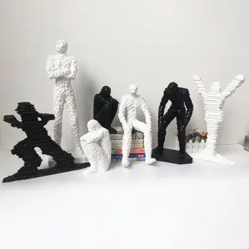 

Creative Mosaic People Resin Figurines Home Decor Crafts Black and White Art Statues Figure Model House Decoration Accessories