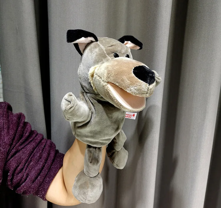 30cm Legged Animal Hand Puppet Plush Toys Wolf Lion Panda Raccoon Hand Puppets Educational Story Doll Toy for Children Kid