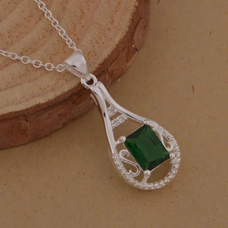 Bague Ringen, цветные драгоценные камни, подвеска в форме капли воды, ожерелье, серебро 925, ювелирные изделия для женщин, аквамарин, рубин, изумруд, вечерние