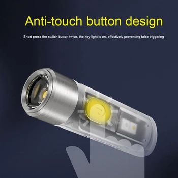 

Mini Flashlight Key Chain Outdoor Emergency USB Rechargeable Waterproof Night Fishing Adjustable Brightness Warning Multi Mode