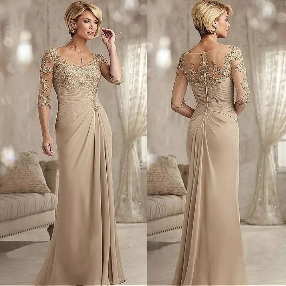 

Женское платье для матери невесты, плиссированное вечерние-трапеция с полурукавами, на молнии, 2021