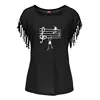 2021 Fashion Music Notes Woman T Shirt Print Fit Ladies Casual Cotton Tassel Short Sleeve O-neck T-shirt 1