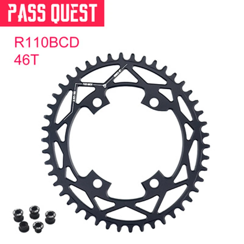 Высокое качество Pass Quest 110BCD для шоссейного велосипеда велосипедная Звездочка 4-коготь овальная тарелка 7000 8000 9100 прочный и практичный - Цвет: 46T
