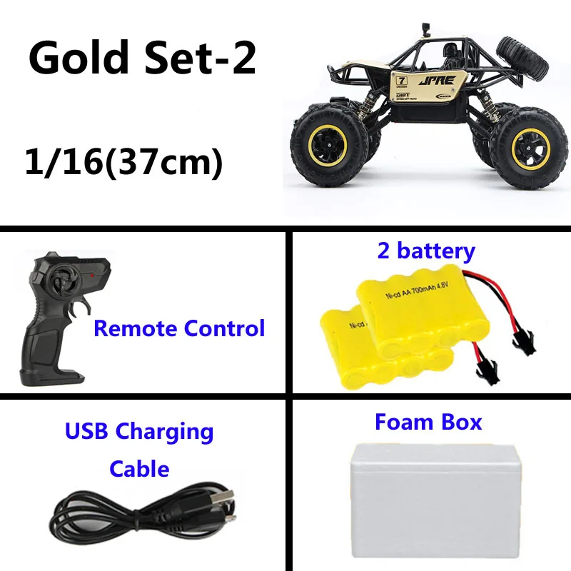 37cm Gold 1/12 RC автомобиль 4WD альпинистский автомобиль 4x4 двойной привод двигателей Bigfoot автомобиль дистанционное управление Модель внедорожный автомобиль игрушки для мальчиков Детский подарок - Цвет: 37cm Gold