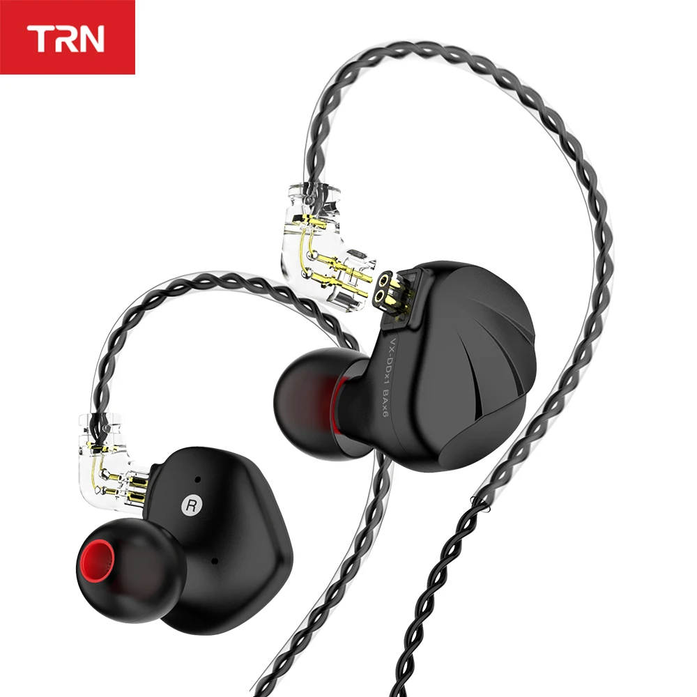

TRN VX 6BA+1DD+ T3S Sterling Silver Cable Hybird In Ear Earphone HIFI Monitor Running Sport Headset Earbud 2Pin QDC Connector