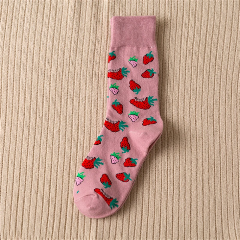 Женские носки с клубничками Moda sockmark Harajuku каваи счастливые 2020 Новое поступление