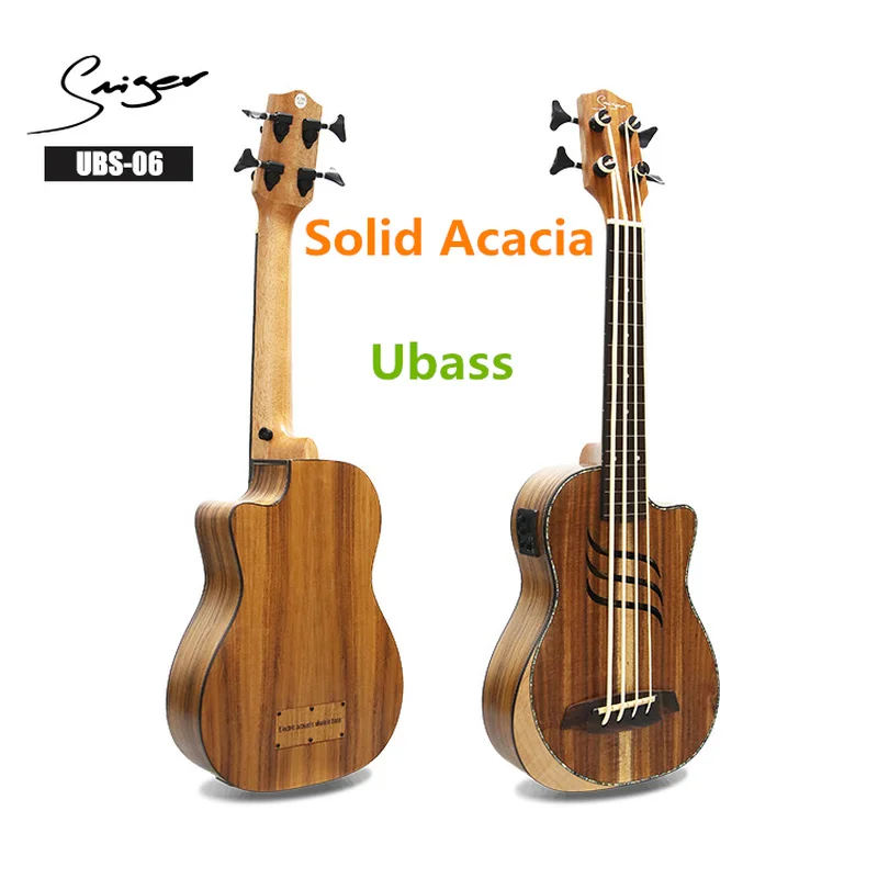 Укулеле бас электрическая твердая Акация Fretless 30 дюймов Ubass гитара 4 струны мини