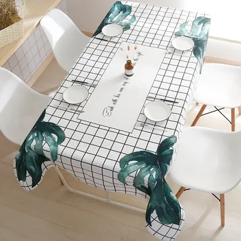 

Free Shipping 2020 New Designed Korean Thickened Plaid Printed Polyester&Cotton Waterproof Oil Proof Tablecloth