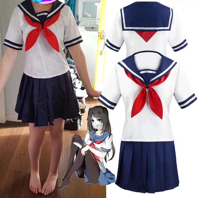 Disfraz de simulador de juego Yandere para mujer, uniforme escolar de  Ayano, Aishi, Yandere Chan JK, traje de marinero, camiseta + falda -  AliExpress