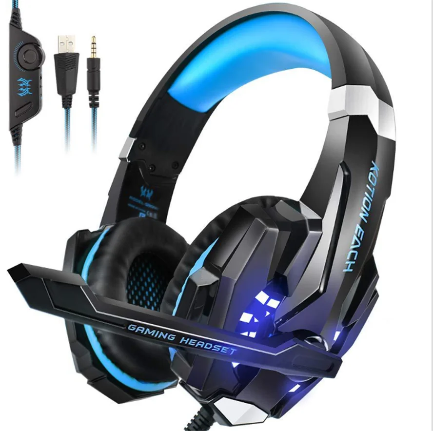 

The best G9000 Led Light Gamer Headset for Computer PS4 Gaming Headphones Adjustable Bass Stereo PC Wired Headset With Mic Gifts