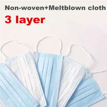 

300 pcs Anti Droplet Disposable Face Mask 3 Layer Non Woven Meltblown cloth Masks Earloop Masks Respirator sealed package