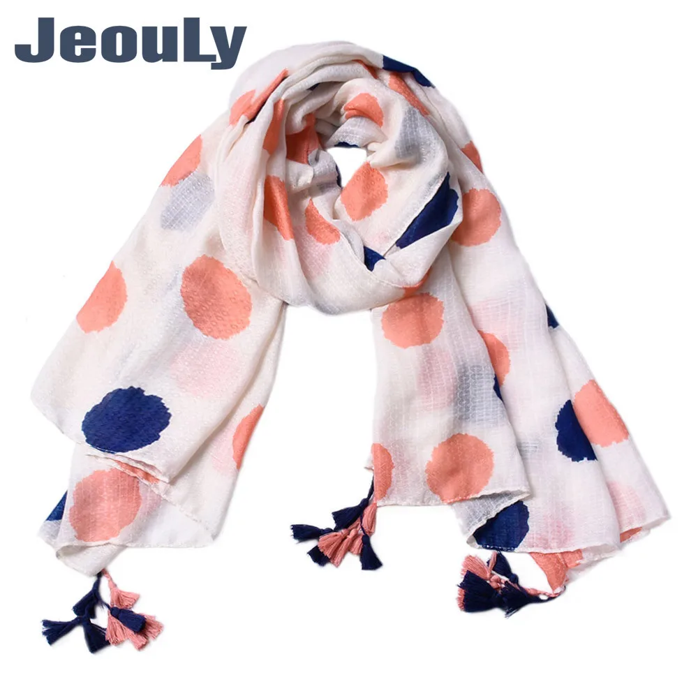 

2019 New Style Europe And America Dotted Print gua xu Scarf Women's ling xing mian Tassels Muslim Kerchief