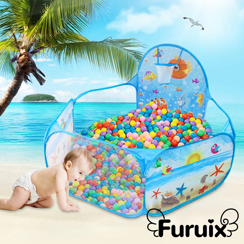 Ocean Series Cartoon Tent Kids Ball Pit Baby Play Pool with Basketball Hoop Foldable Outdoor Sports | Игрушки и хобби
