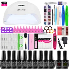 Маникюрный набор для ногтей лак для ногтей комплект 36/48/54W УФ-светодиодный Lamp10 Цвета лак для ногтей, набор для маникюра Гель-лак для ногтей маникюрный набор