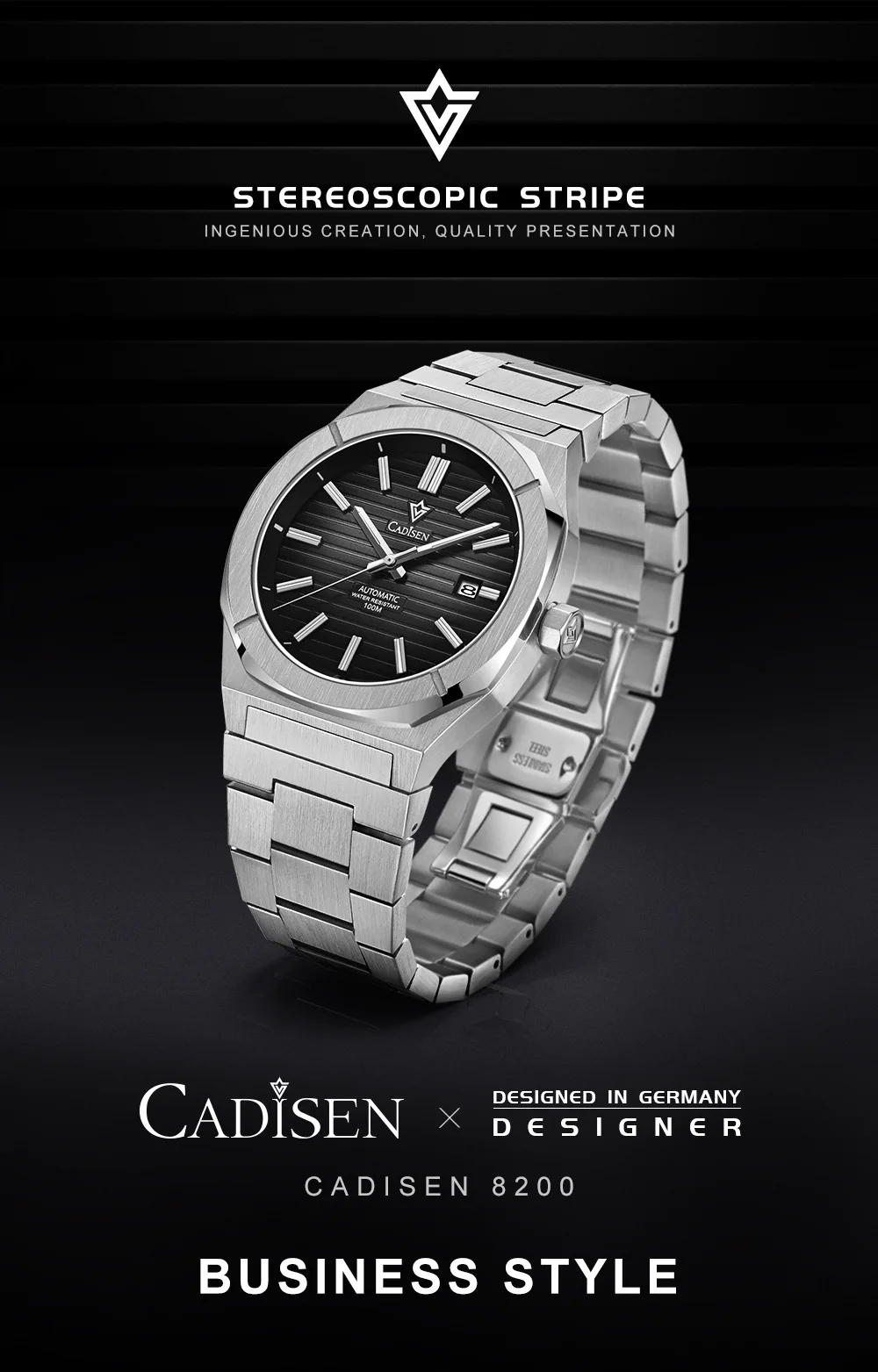 CADISEN Watch for Men Luxury Automatic Men MIYOTA-8215 Movement Sapphire Crystal 42mm Dial 100m Waterproof  Wristwatches C8200
