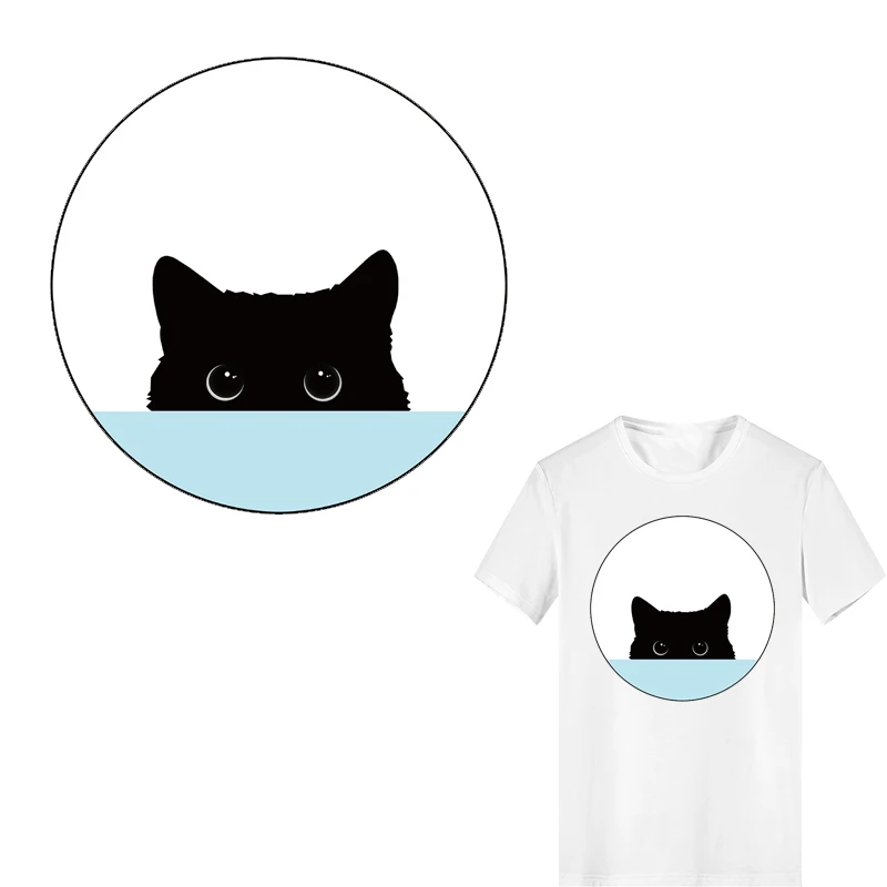 

Cute Animal Patch Iron-on Transfers Cat Stickers for Kids Clothing DIY T-shirt Applique Heat Transfer Vinyl Stripes on Clothes