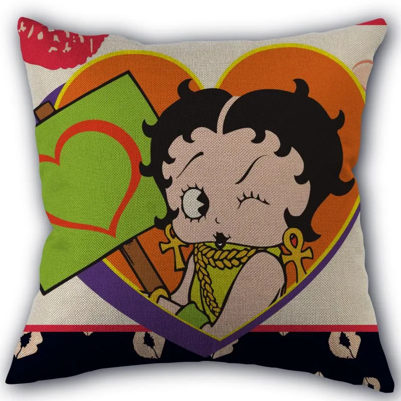 Пользовательские Betty Boop мультфильм наволочка льняное белье фабричный Текстиль для дома наволочка квадратной формы размером 45*45 см, свадебных платьев, декоративных изделий и не выцветает - Цвет: 9