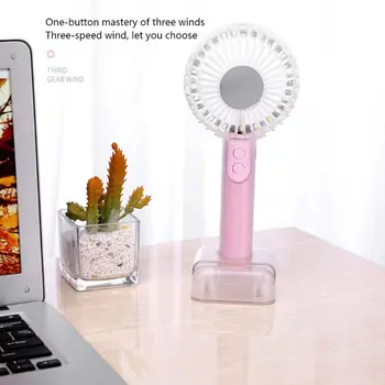 

Mini Portable Outdoor Handheld Fan USB Rechargeable with Makeup Mirror Detachable Phone Holder Bracket