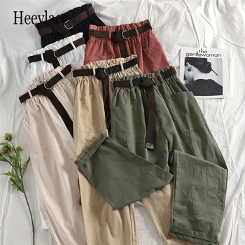 

Cargo Pants Women Solid Casual All Match Solid Straight Trousers High Waist Spring Summer Fashion Pantalones De Mujer