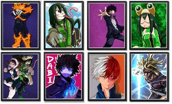 

Set of 8 All Might Shouto Dabi My Hero of Academia Anime Fan Art Collection Canavs Poster,8 x 10 Inches,No Frame