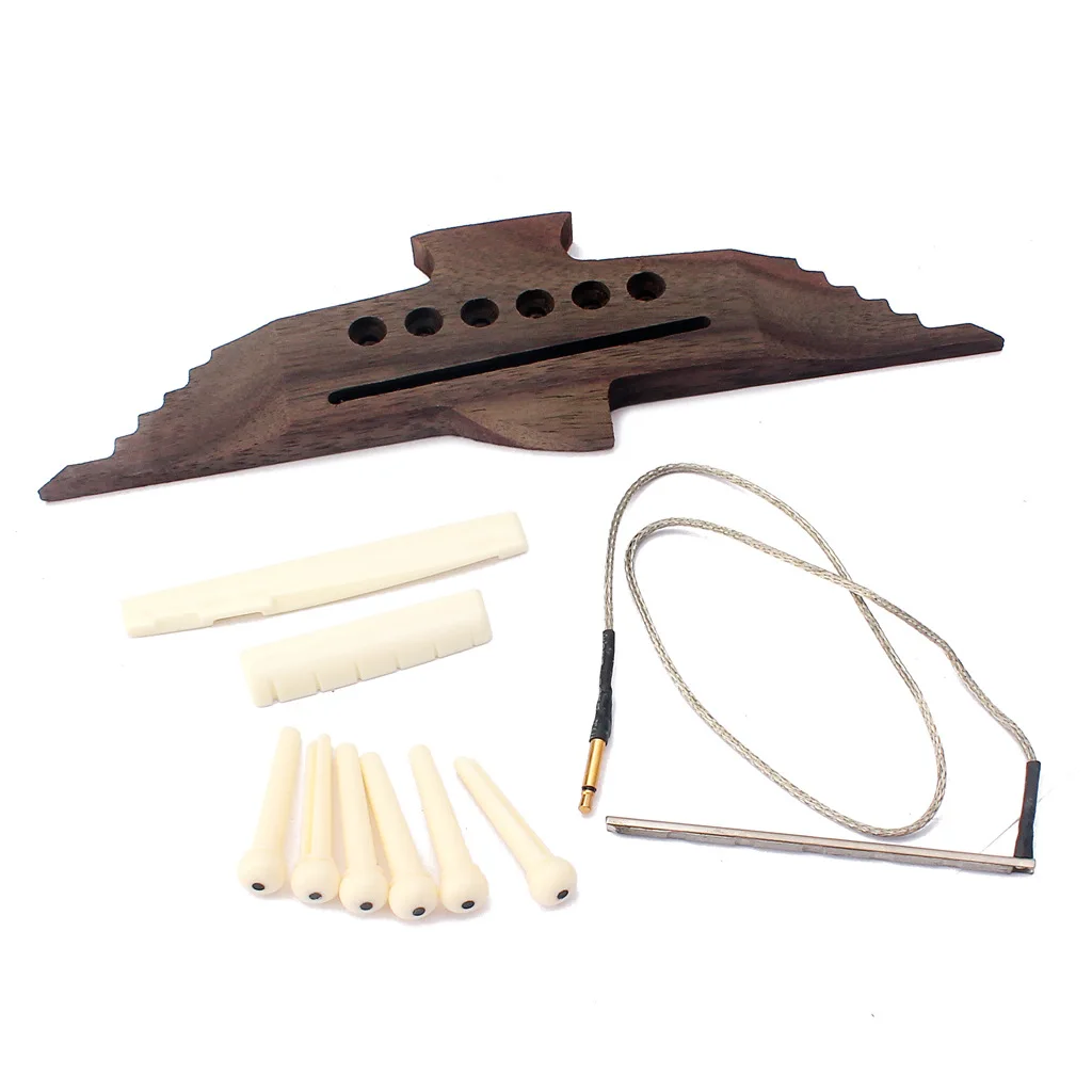 1Set 6 String Guitar Rosewood Bridge &amp Pins Piezo Pickup Saddle Nut Kit For Acoustic guitar Repair Tools Parts Replacement |