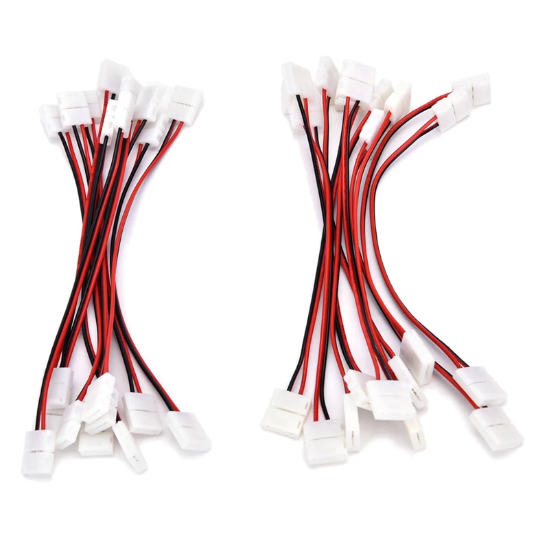 10Pcs-lot PCB Cable 2 Pin LED Strip Connectors 3528-5050 8mm-10mm Width PCB Ribbon Adapter Wholesale