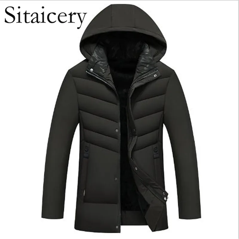 Sitaicery/мужская зимняя куртка размера плюс XL 5XL с капюшоном стеганая на молнии