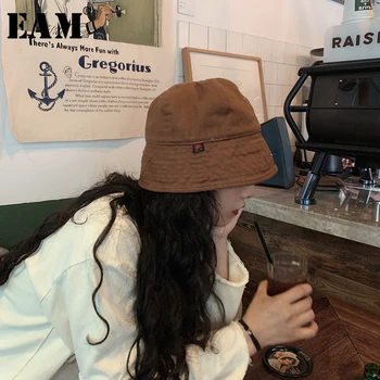 

[EAM] Women Foldable Print Split Joint Fishermen Hat New Round Dome Temperament Fashion Tide All-match Spring Autumn 2020 1B868