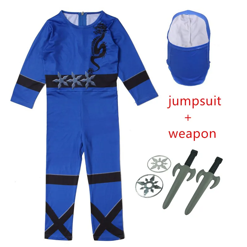 Ninjago/костюмы для мальчиков и девочек, костюм на Хэллоуин для детей, Рождественский костюм, одежда ниндзя, костюм супергероя, косплей, одежда ниндзя, комплекты - Цвет: 62908blue-B