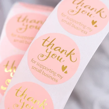 

500 Pcs Pink Thank You For Supporting My Small Business 1Inch Seal Labels