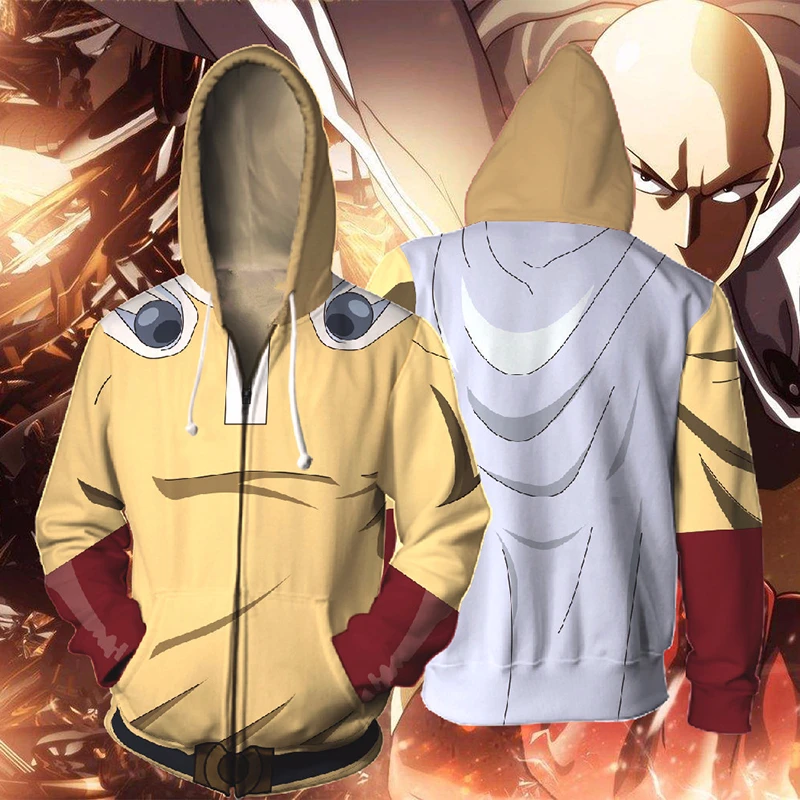 Новые мужские толстовки Аниме ONE PUNCH-MAN Saitama Косплей унисекс толстовка на молнии повседневные толстовки