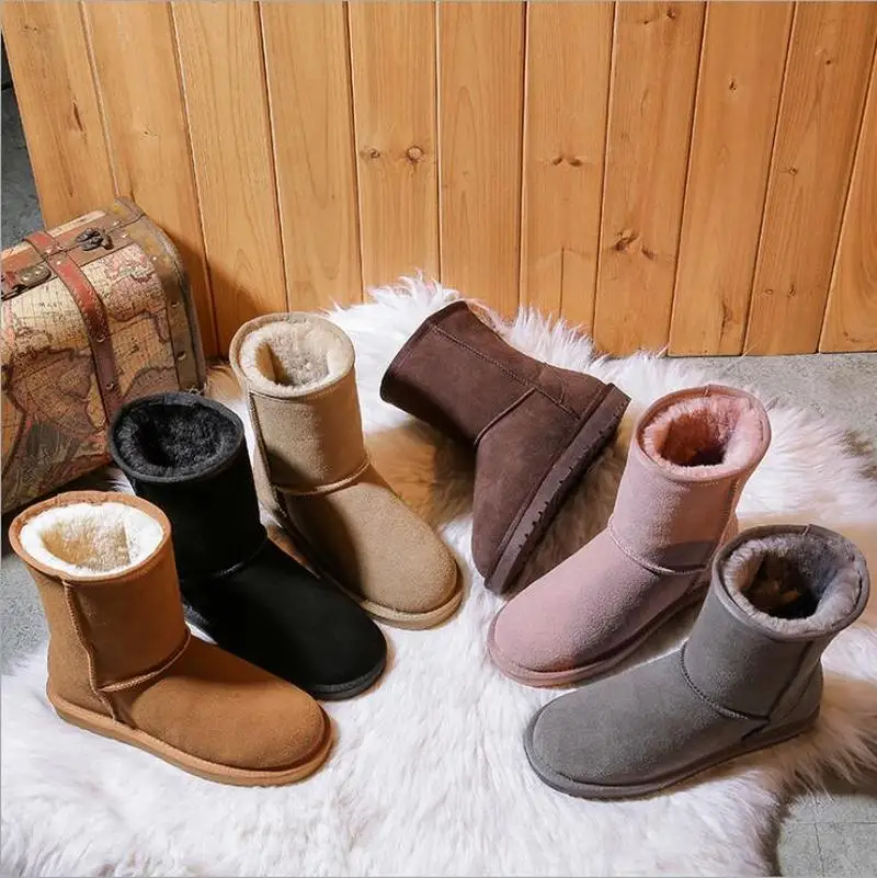 Зимние женские ботинки из воловьей кожи на платформе; повседневные уличные зимние ботинки; женские теплые бархатные ботинки из хлопчатобумажной овечьей шерсти; Размеры 35-42