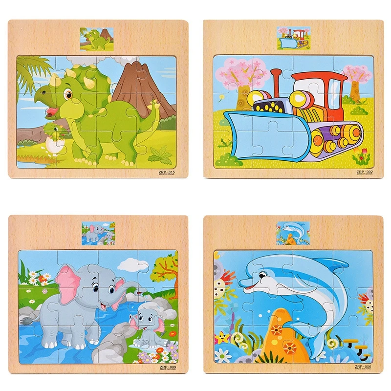 Puzzles Cognition Educational Toys For Children Gift Brain Teasers Jurassic Dinosaur Jigsaw Puzzle Montessori Animal Wooden Toys