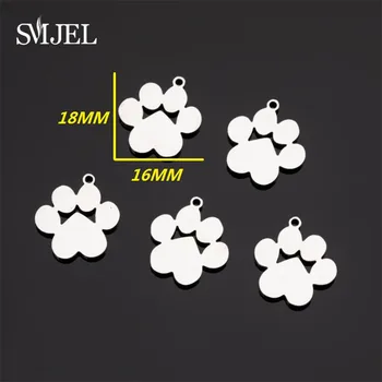 

SMJEL Minimalist Footprint Charms Dog Claw Paw Stainless Steel Pendant Making DIY Finding Jewelry Double Foot Charm Accessories