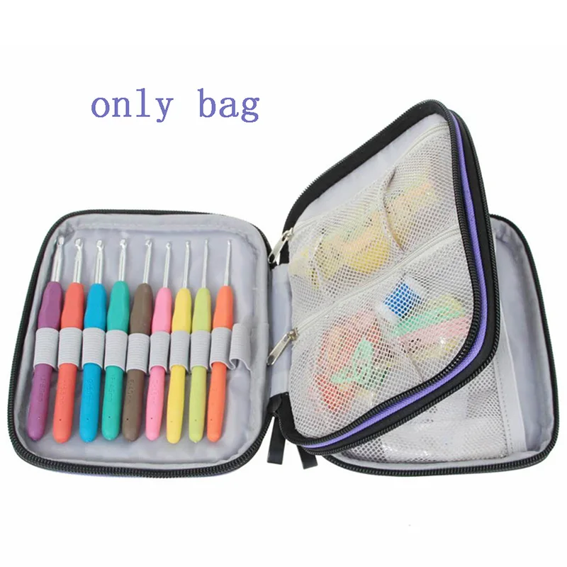 Crochet Hook Case Organizer Zipper Bag Web Pockets Various Needles Knitting Accessories Storage Tool Embroidery | Дом и сад
