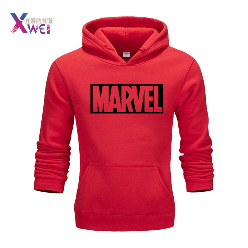 Xwei, новинка, Осенние брендовые толстовки для мужчин, высокое качество, MARVEL, с буквенным принтом, модные мужские толстовки, спортивные, повседневные, с капюшоном, в стиле хип-хоп - Цвет: red