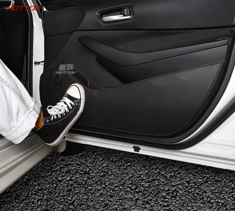 Кожа Черный протектор боковой край Защитная Накладка защита анти-удар двери коврики Обложка для Toyota Corolla