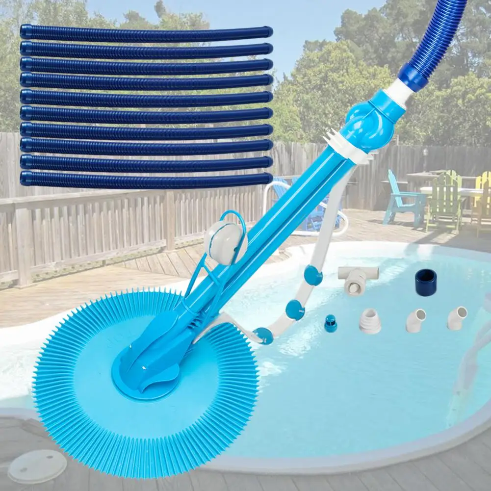 

Outdoor Home Garden Auto Swimming Pool Cleaner With 10pcs Durable Hose Cleaning Tools Set Blue Color Support Drop Ship