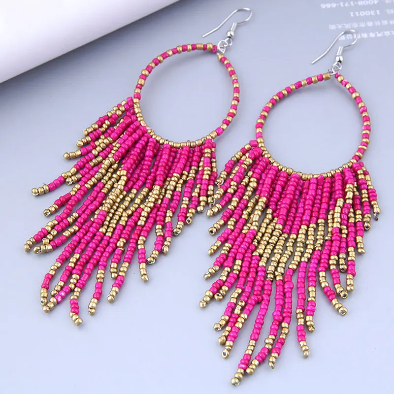 Long Earrings Ethnic Bohemian Beads Earrings Tassel earring Women Fashion Accessories Jewelry Gift