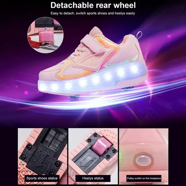 Luces De Colores Zapatillas Luminosas De Dos Ruedas Para Niu00f1os
