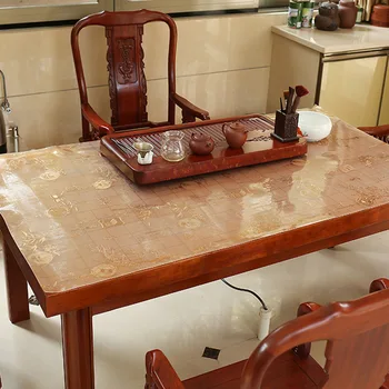 

PVC Tablecloth Waterproof Rectangle Table Cloths Poetry and Painting Table Cover Coffee Table Mat Protector Desk Pad for Kitchen