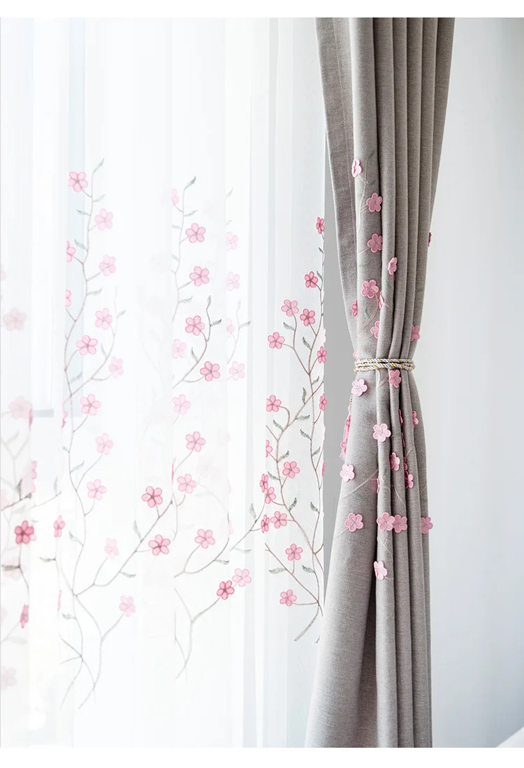 Модные затемняющие шторы с вышивкой на заказ новинка 80% розовой оконные для