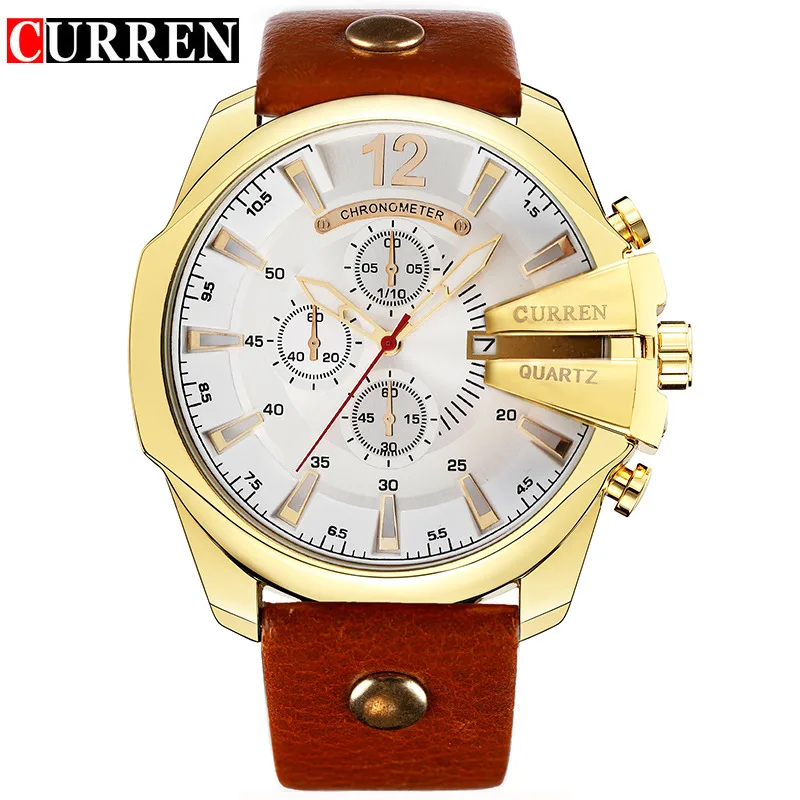 CURREN Мужские часы Horloges Topmerk роскошный режим кварцевые Бизнес Спортивные часы золотой кожаный ремешок водонепроницаемый подарок для мужчин Reloj Hombr
