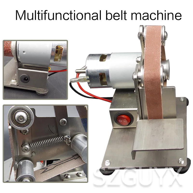 12/24V Небольшая домашняя скамья ленточная машина Электрический DC Многофункциональный заточка Деревообрабатывающие инструменты сделай-сам рабочего микро ленточная машина